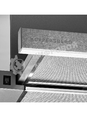 Встраиваемая вытяжка Kuppersberg SLIMTURBO 60 X, ширина 60 см, отвод/рециркуляция, 1500 м3/час, механическое управление, 3 скорости, освещение 2х2 Вт, металлические жироулавливающие фильтры, угольный фильтр KF-ES (опция), 63.4 дБ, обратный клапан, шхвхг:55.2x25.5x28см, нержавеющая сталь
