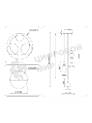 Светильник Ambrella light LH53143/3 BK/WH черный/белый 19W 3000K D330*1630