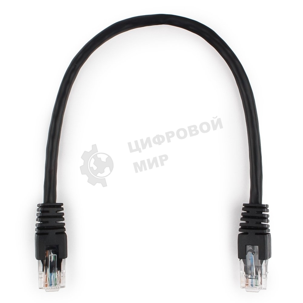 Патч-корд UTP Cablexpert PP6U-0.25M/BK cat.6, 0.25м, литой, многожильный, черный