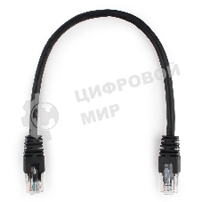 Патч-корд UTP Cablexpert PP6U-0.25M/BK cat.6, 0.25м, литой, многожильный, черный