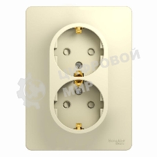 Розетка 2-м СП Glossa защ. шторки с заземл. в сборе беж. SchE GSL000226