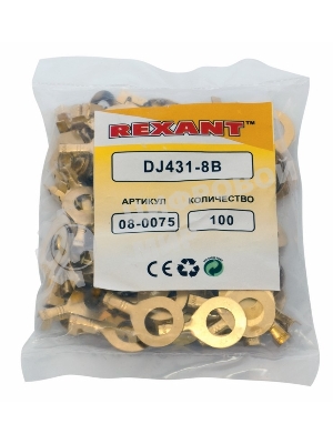 Наконечник кольцевой Rexant, ø8.2 мм, 1.5-1.5 мм² (НК 8-1,0-1,5)
