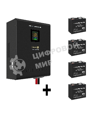 Комплект Источник бесперебойного питания EX296005RUS + батарея 55Aч EX285667RUS 4шт (инвертор, синус, для котла, настенный) ExeGate FineSine SX-7000.LCD.AVR.2SH.T 7000VA/5000W, чистая синусоида, цветной LCD-дисплей, AVR, 2*Schuko+клеммы, линейно-интерактивный, крепление настенное, черный + батарея ExeGate DTM 1255 (12В, 55А·ч) 4шт
