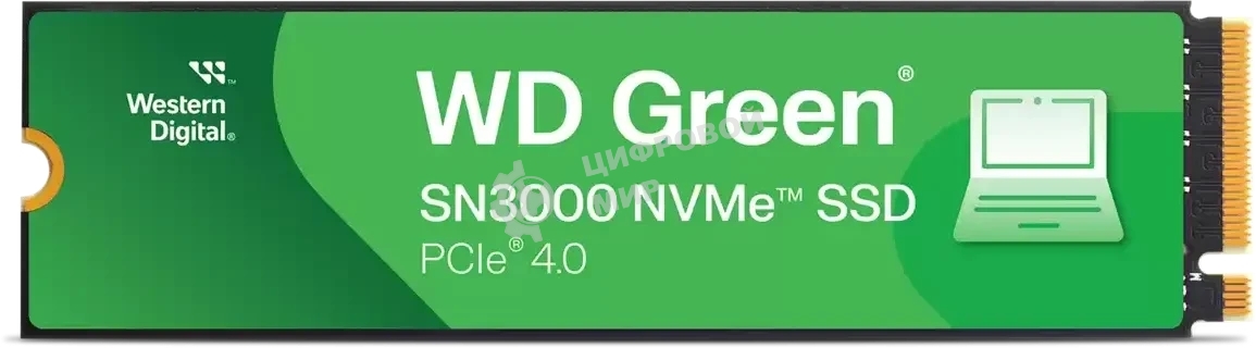 Накопитель SSD 2Tb WD Green SN3000, M.2 2280, PCI-E 3x4, R/W - 5000/4200 Mb/s