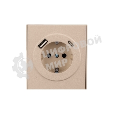 Розетка KRANZ STRONG 1-ая с/з с/у з/ш 16А с USB A+C быстрой зарядки 5В/3А шелк