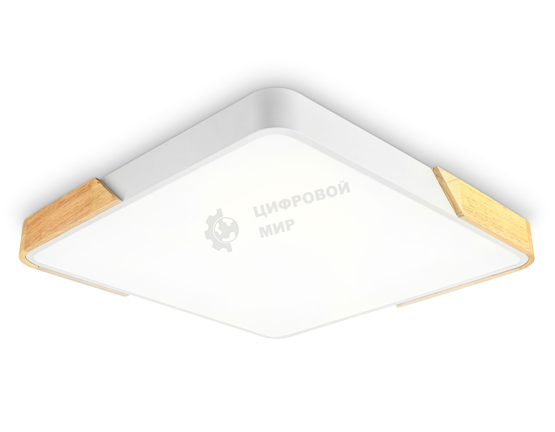 Потолочный светодиодный светильник Ambrella light FZ1312 WH/LW белый/светлое дерево 36W 5000K 400*400*50 (без ПДУ)