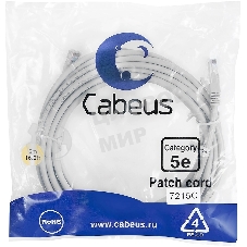 Патч-корд Cabeus PC-UTP-RJ45-Cat.5e-5m U/UTP, cat.5е, 2xRJ45/8p8c, неэкранированный, серый, PVC, 5м