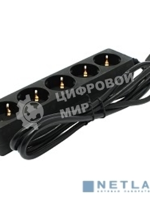 Сетевой фильтр для ИБП ExeGate EX221202RUS SPU-5-1.8B (5 розеток, 1.8м, UPS вилка IEC320-C14, черный)