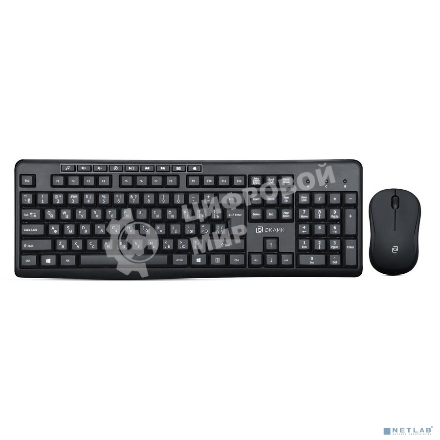Комплект клавиатура + мышь Oklick/Оклик 225M клав:черный мышь:черный USB беспроводная Multimedia