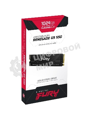 Накопитель SSD Kingston Fury Renegade, 1Tb, M.2(22x80мм), NVMe, PCIe 5.0 x4, 3D TLC, R/W 14200/11000Mb/s, IOPs 2 200 000/2 150 000, TbW 1000, DWPD 0.5 (12 мес)