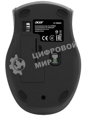 Мышь беспроводная Acer OMR030 черный, 1600 dpi, радиоканал, USB, кнопки - 4
