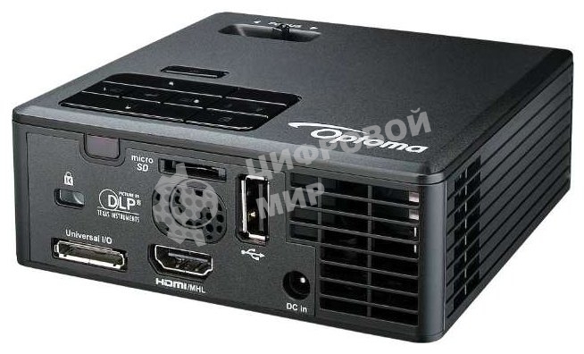Проектор Optoma ML750e (DLP, LED, WXGA 1280x800, 700Lm, 15000:1, HDMI, USB, MHL, MicroSD, 1x1W speaker, 3D Ready, led 20000hrs, черный, 0.38kg)