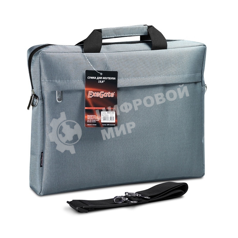 Сумка для ноутбука ExeGate EX205136RUS Start S15 Grey, серая, полиэстер, для ноутбуков до 15.6
