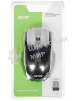Мышь беспроводная Acer OMR030 черный, 1600 dpi, радиоканал, USB, кнопки - 4