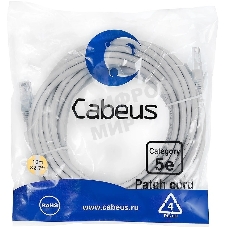 Патч-корд Cabeus PC-UTP-RJ45-Cat.5e-20m-LSZH кат. 5е, неэкр., U/UTP, RJ45/RJ45, LSZH, AWG24 20м, серый