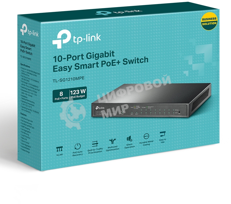 Коммутатор TP-Link TL-SG1210MPE Easy Smart 10-портовый гигабитный с 8 портами PoE+