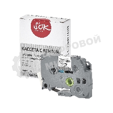Кассета с лентой S'OK by Sakura Printing TZESE3 для Brother, черный на белом, 12мм/8м, наклейка