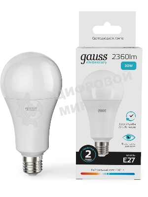 Лампа светодиодная Gauss Globe Elementary 30Вт цок.: E27 груша 220B св. свеч. белый нейт. А67 (упак.: 10 шт)