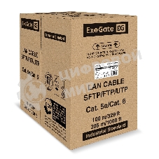Кабель ExeGate Special UTP4-C5e-CU-S24-IN-PVC-GY-305-FLUKE UTP 4 пары кат.5e медь, 0.48мм (24AWG), FLUKE® test pass, 305м, серый, PVC