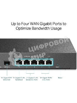 Маршрутизатор TP-Link Gigabit multi-WAN VPN router, 1 Gb SFP WAN,1 Gb RJ-45 WAN, 2 Gb WAN/LAN, 2 Gb fixed LAN ports