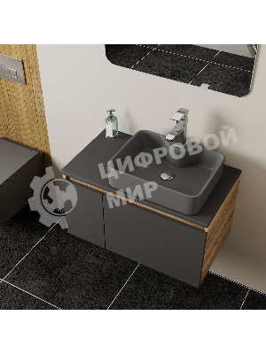Комплект: тумба Bau Dream Blackwood графит 80, раковина BAU Cerama 48х37, темно-серая, смеситель Hotel Stil, нерж сталь, выпуск клик клак хром