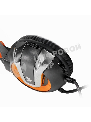 Гарнитура Crown CMGH-3003 чёрный/оранжевый, проводная, подсветка