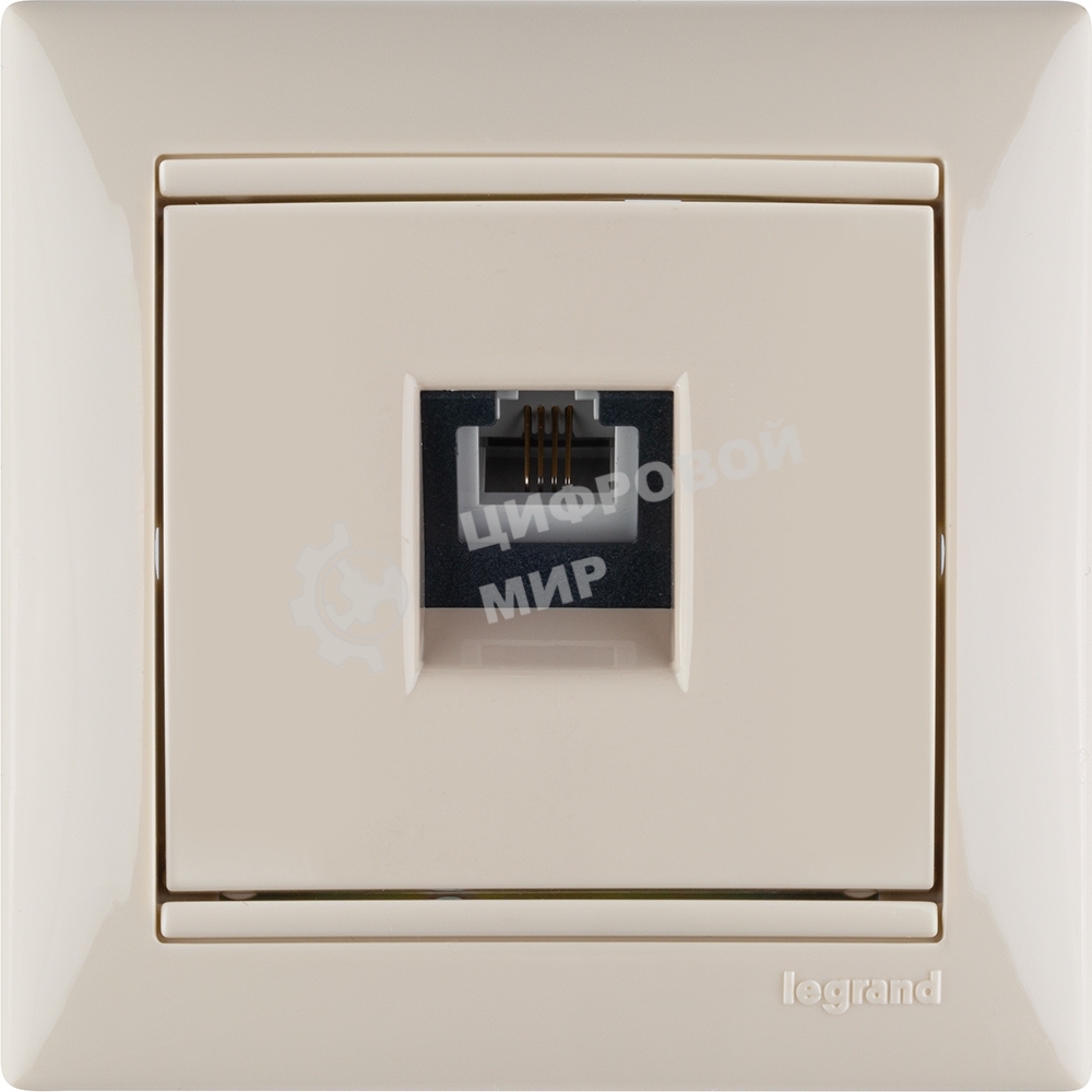 Розетка телефонная Valena RJ11 4 контакта 1 коннектор (слоновая кость) Legrand 774338