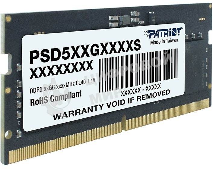 Оперативная память Patriot, DDR5, 16GB (1x16 GB), 4800 MHz, CL40, SO-DIMM
