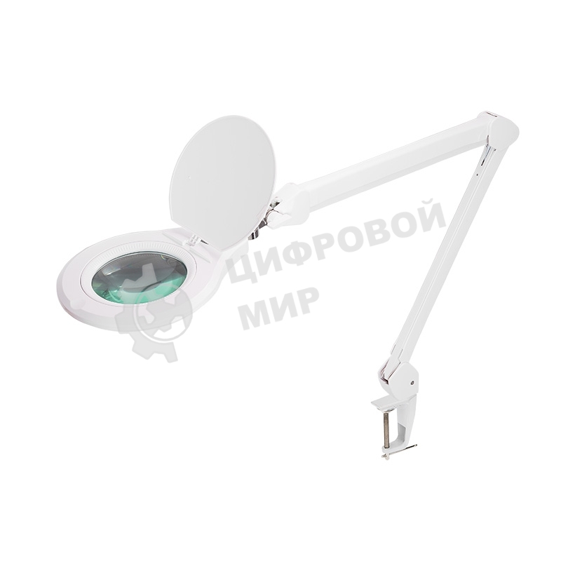 Лупа на струбцине Rexant, круглая, 5D, с подсветкой 72 SMD, сенсорный регулятор яркости, белая