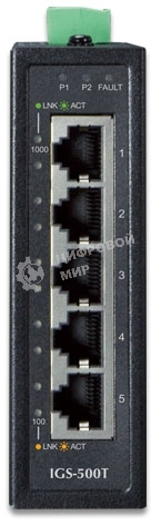 Коммутатор индустриальный неуправляемый Planet IGS-500T IP30 Compact size 5-Port 10/100/1000T Gigabit Ethernet Switch (-40~75 degrees C)