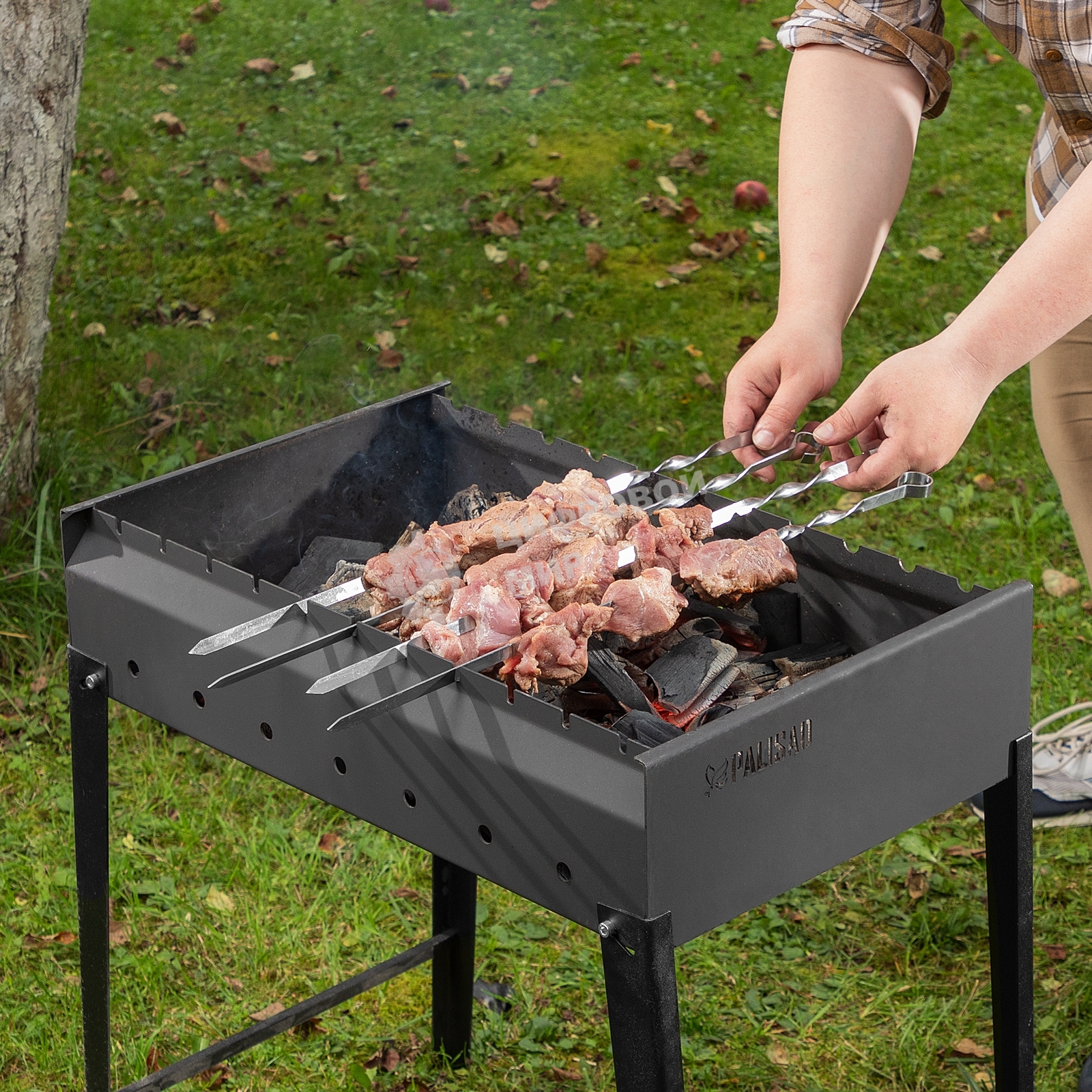 Мангал Palisad Camping сварной, 605х375х138/640 мм, сталь 2 мм