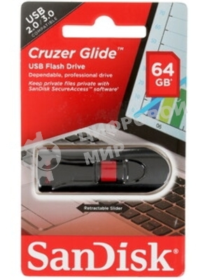 Флешка USB Sandisk 64Gb Cruzer Glide SDCZ60-064G-B35 USB 2.0 черный/красный