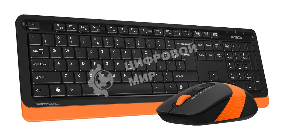 Комплект клавиатура + мышь A4Tech Fstyler FG1010 клав:черный/оранжевый мышь:черный/оранжевый USB беспроводная Multimedia
