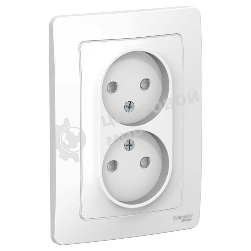 Розетка 2-м СП Blanca 16А 250В защ. шторки без заземл. бел. SchE BLNRS000121