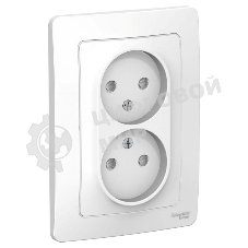 Розетка 2-м СП Blanca 16А 250В защ. шторки без заземл. бел. SchE BLNRS000121