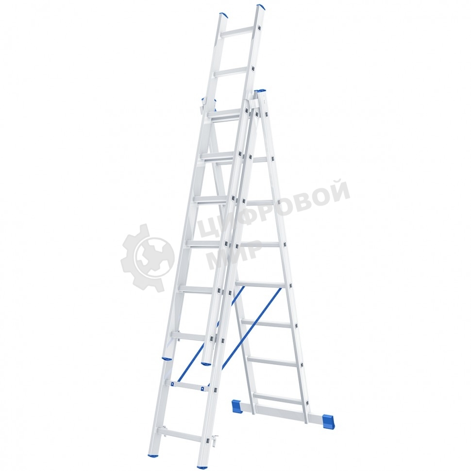 Лестница Сибртех, 3 х 8 ступеней, алюминиевая, трехсекционная