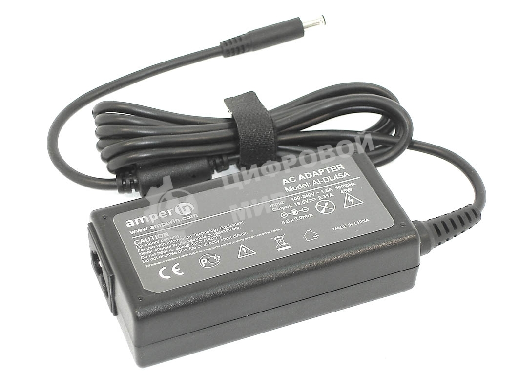 Блок питания (сетевой адаптер) Amperin AI-DL45A для ноутбуков Dell XPS13 19.5V 2.3 А (4.5х3.0(0.6)m