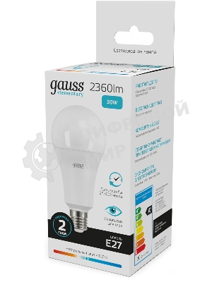 Лампа светодиодная Gauss Globe Elementary 30Вт цок.: E27 груша 220B св. свеч. белый нейт. А67 (упак.: 10 шт)