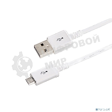 Кабель Rexant USB кабель microUSB длинный штекер 1М белый
