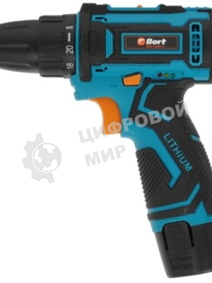 Дрель-шуруповерт Bort BAB-12x2Li-F, 12 В, 1,5 Ач, 36 Нм, щеточный
