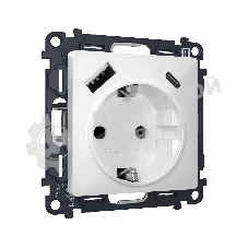 Комплект механизма электрической розетки ALFA Белый матовый 2USB A+C 20W (быстрая зарядка) с/з QUANT (AP1300, VM160) MA130010