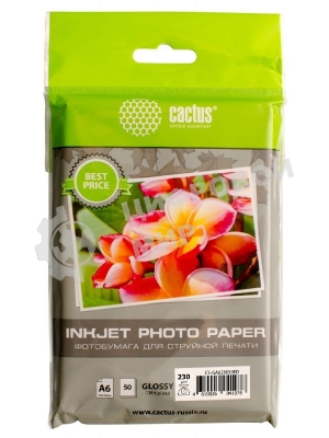 Фотобумага Cactus CS-GA623050ED A6/230г/м2/50л./белый глянцевое для струйной печати