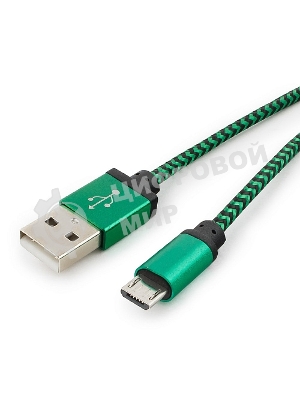Кабель Gembird USB 2.0 Cablexpert AM/microBM 5P, 1м, нейлоновая оплетка, алюминиевые разъемы, зеленый, пакет
