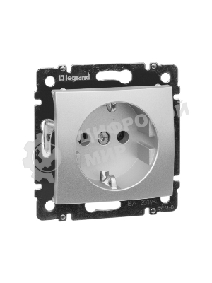 Розетка электрическая Legrand 770120 Valena с заземлением (алюминий)