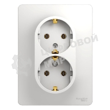 Розетка 2-м СП Glossa с заземл. в сборе бел. SchE GSL000124