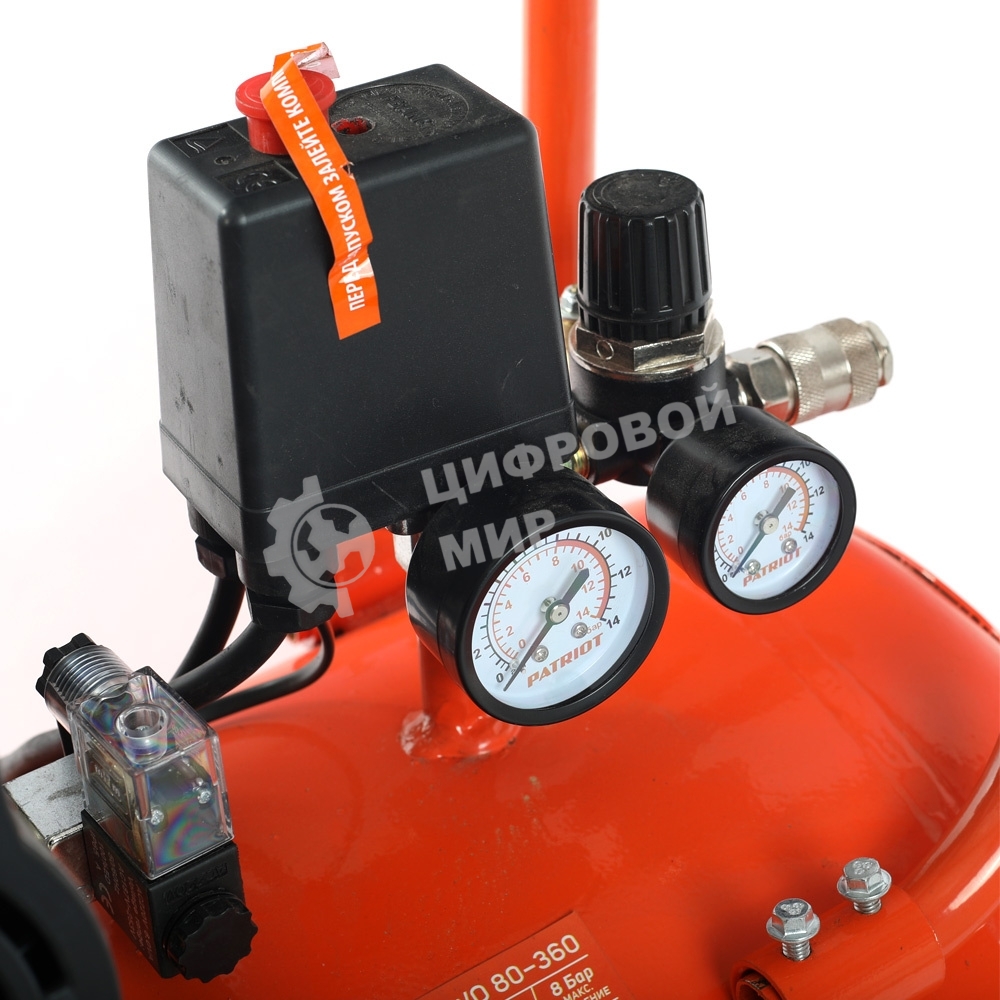 Компрессор поршневой безмасляный Patriot WO 80-360, 360 л/мин, 8 бар, 2200 Вт, 80 л, быстросъем и 