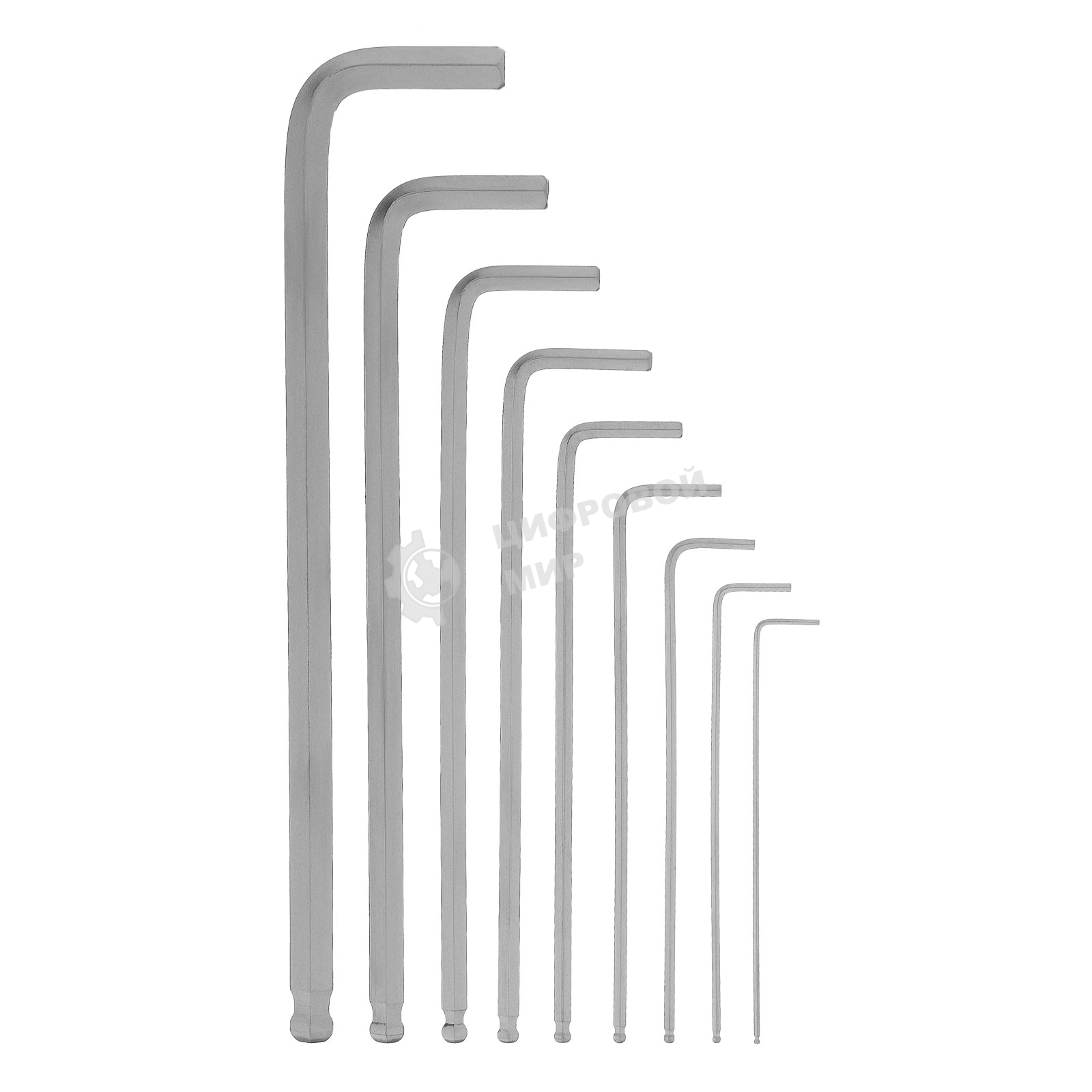 Набор имбусовых ключей Matrix HEX 9 шт экстра-длинный с шаром