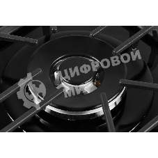 Газовая варочная панель Kuppersberg FG 62 B Газовая варочная панель, закаленное стекло, ширина 60 см, 4 газовые конфорки, WOK конфорка(3,8 кВт), автоподжиг, газ-контроль, чугунные решетки, черный