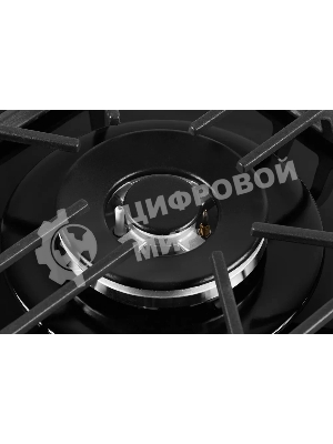 Газовая варочная панель Kuppersberg FG 62 B Газовая варочная панель, закаленное стекло, ширина 60 см, 4 газовые конфорки, WOK конфорка(3,8 кВт), автоподжиг, газ-контроль, чугунные решетки, черный