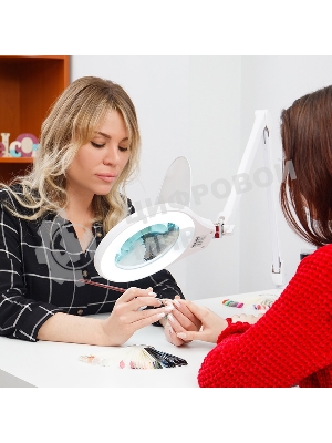 Лупа на струбцине Rexant, круглая, 5D, с подсветкой 72 SMD, сенсорный регулятор яркости, белая